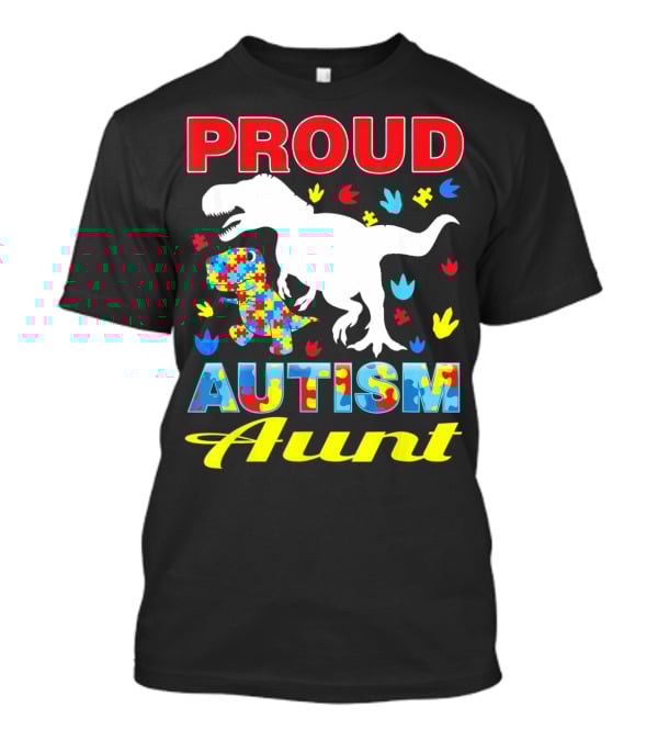 Proud Autism Aunt Dinosaur Puzzle T-Shirt