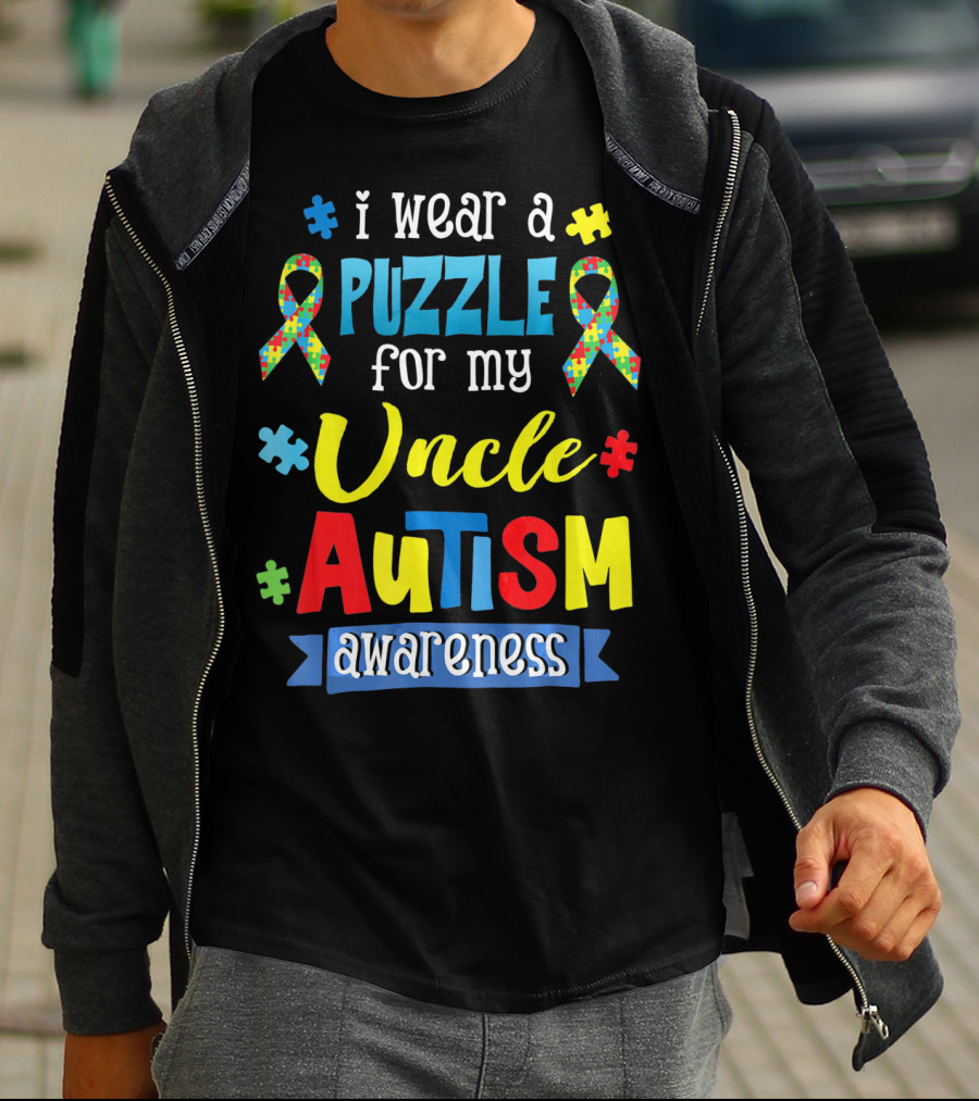 I Wear A Puzzle For My Uncle Autism Awareness T-Shirt