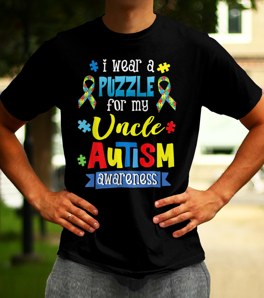 I Wear A Puzzle For My Uncle Autism Awareness T-Shirt
