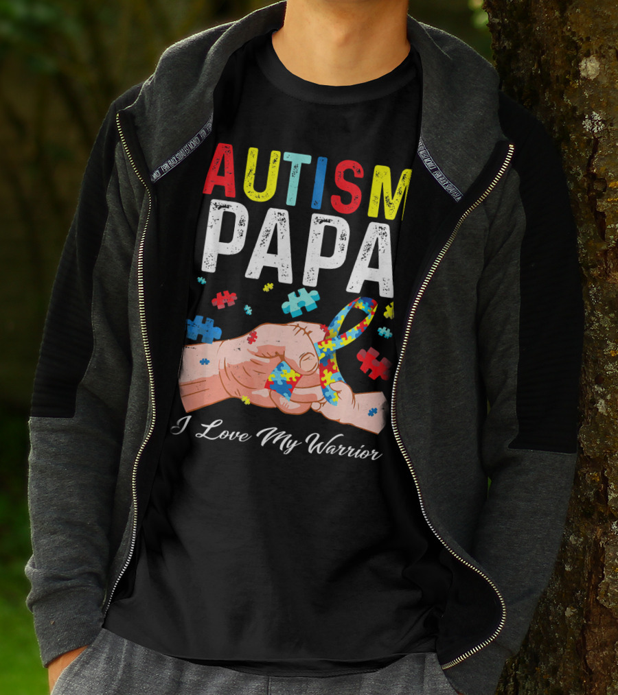 Autism Papa I Love My Warrior T-Shirt
