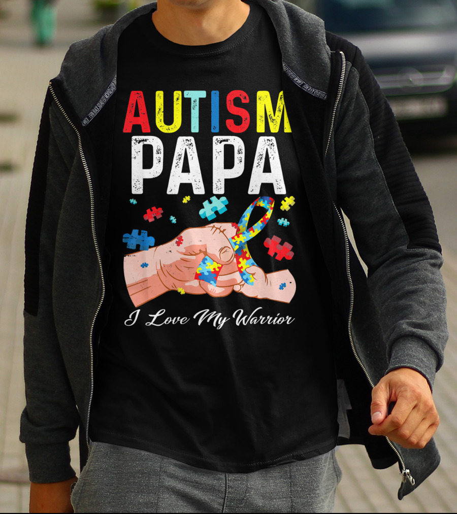 Autism Papa I Love My Warrior T-Shirt