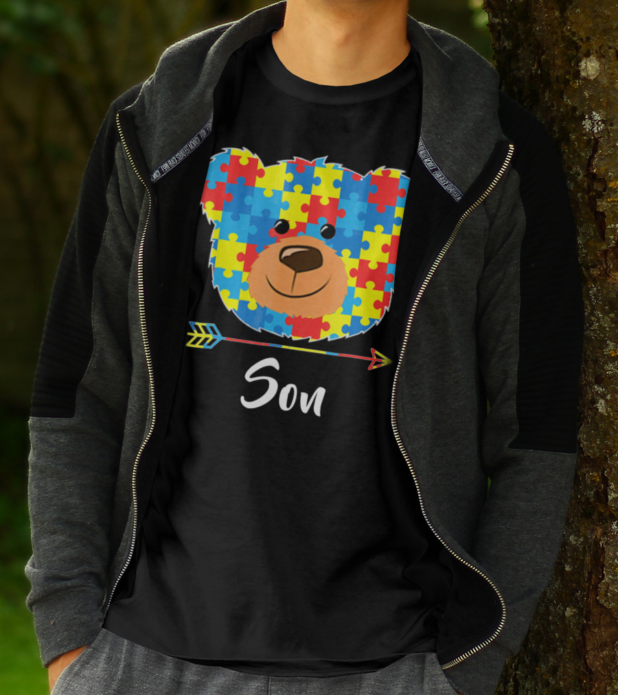 Son Bear Cute Face Puzzle Autism Awareness T-Shirt