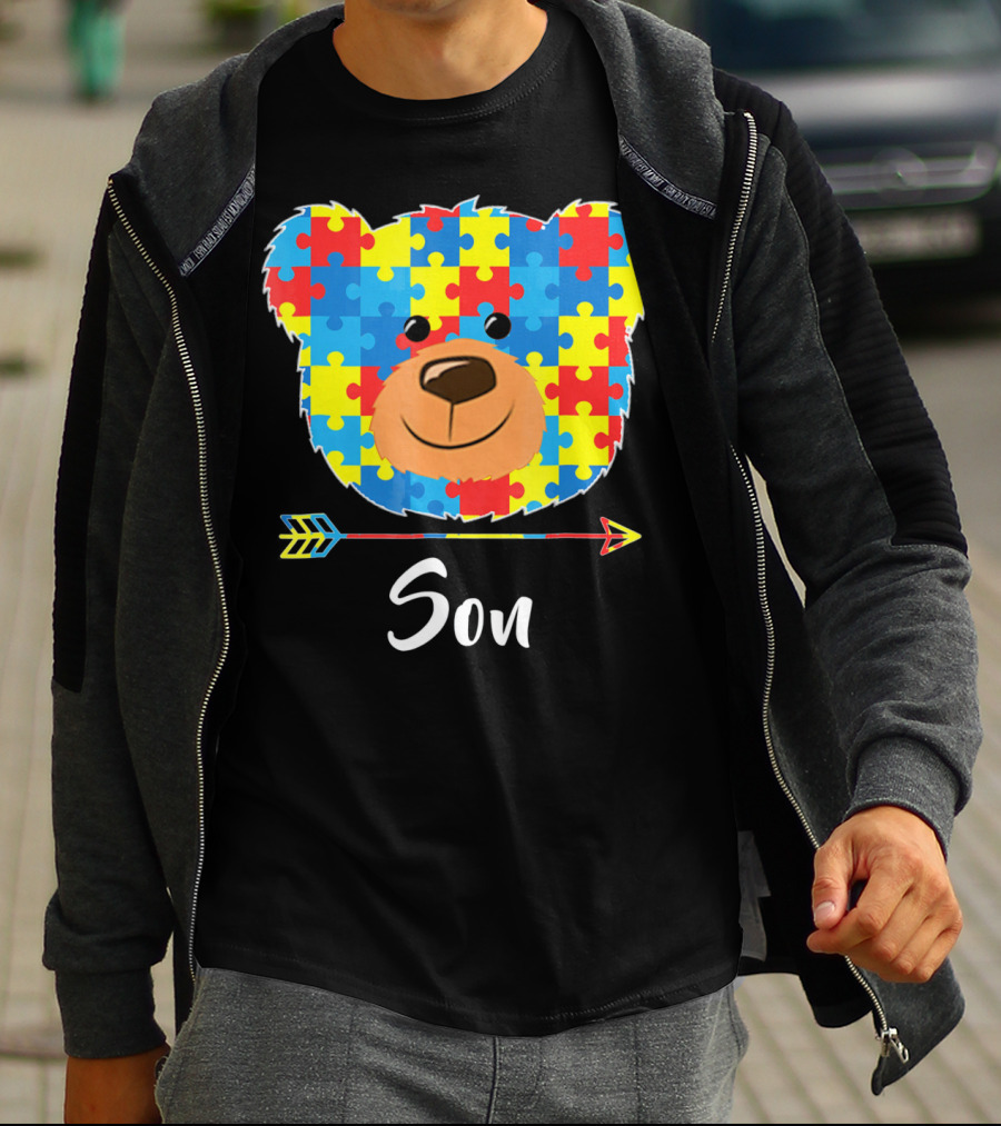 Son Bear Cute Face Puzzle Autism Awareness T-Shirt