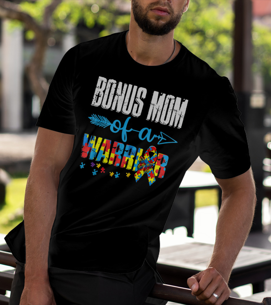 BONUS MOM OF A WARRIOR AUTISM AWARENESS PUZZLE T-Shirt