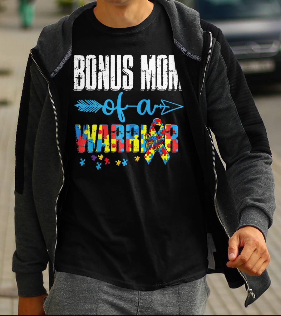 BONUS MOM OF A WARRIOR AUTISM AWARENESS PUZZLE T-Shirt