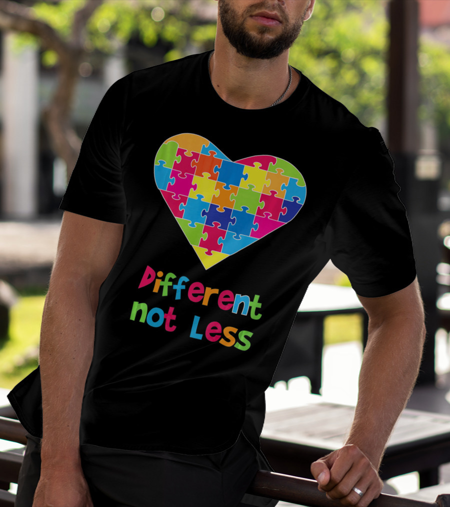 Different Not Less Autism Awareness Heart Puzzle T-Shirt