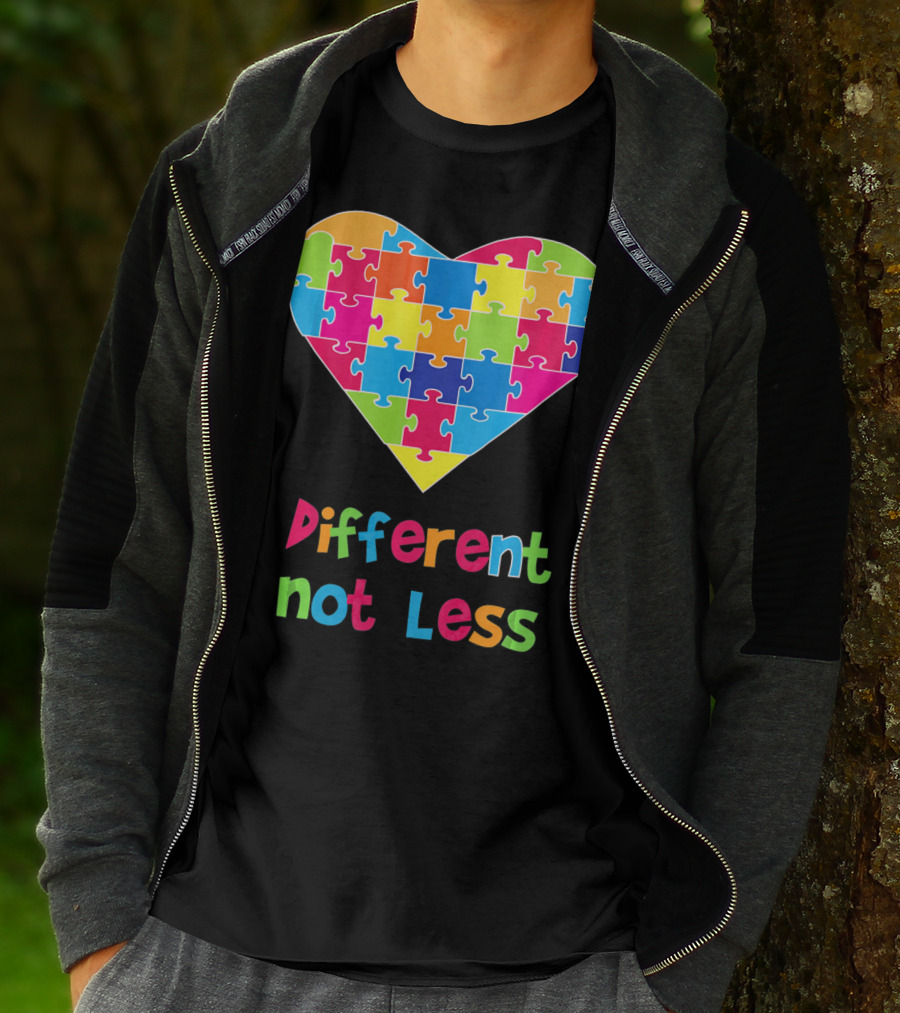 Different Not Less Autism Awareness Heart Puzzle T-Shirt