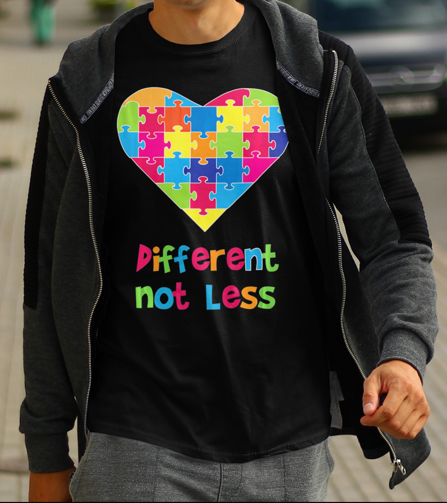 Different Not Less Autism Awareness Heart Puzzle T-Shirt