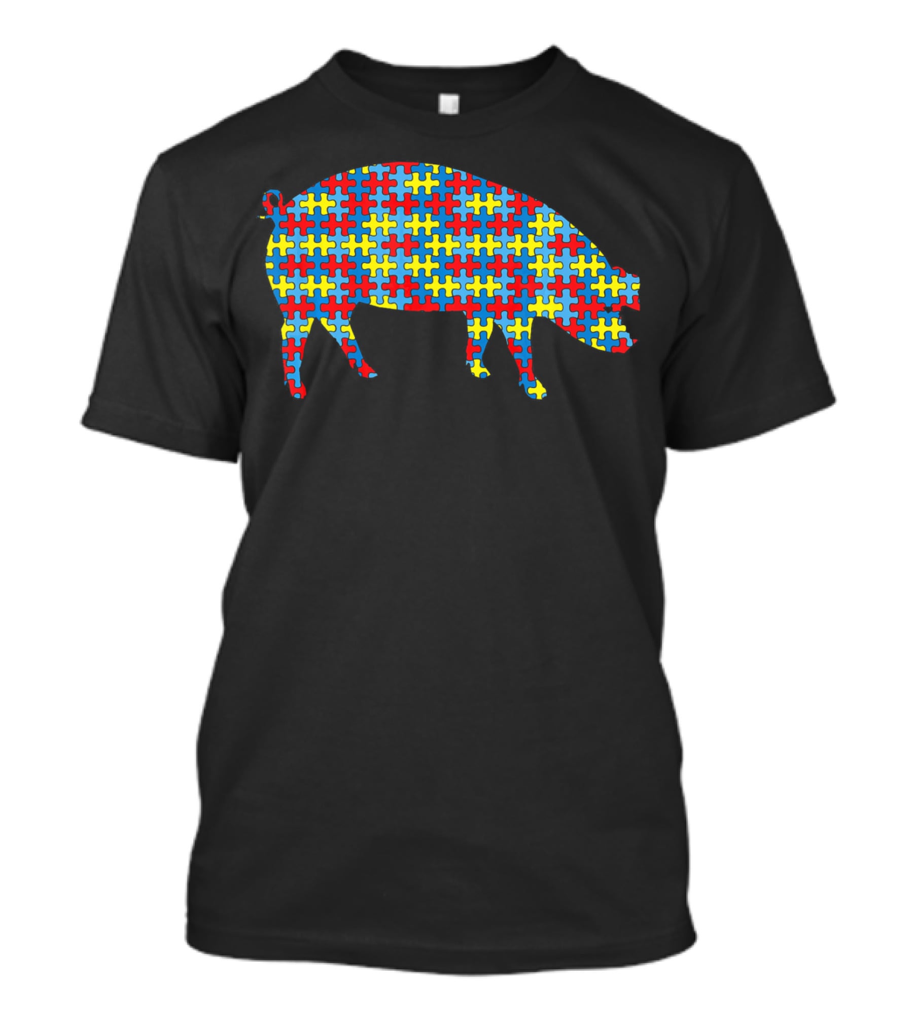 Pig Autism Awareness Puzzle Pattern Boar Kids Pork T-Shirt