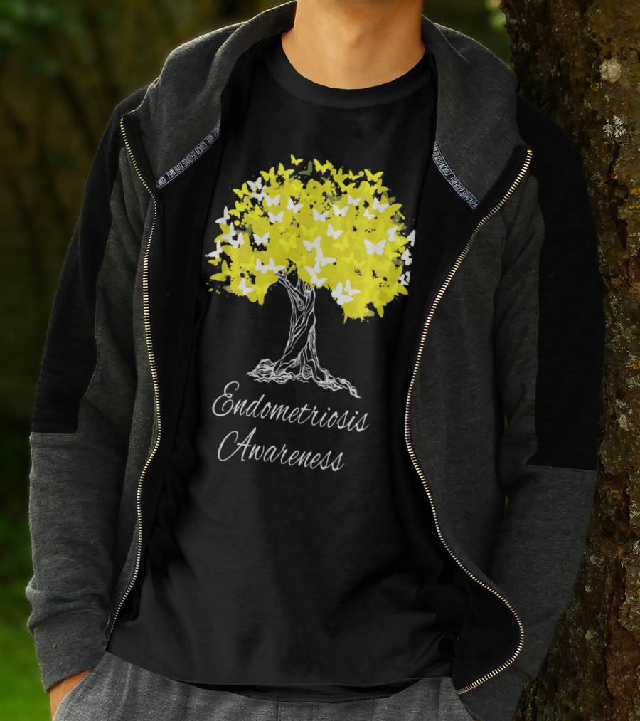 Endometriosis Awareness Butterfly Tree T-Shirt