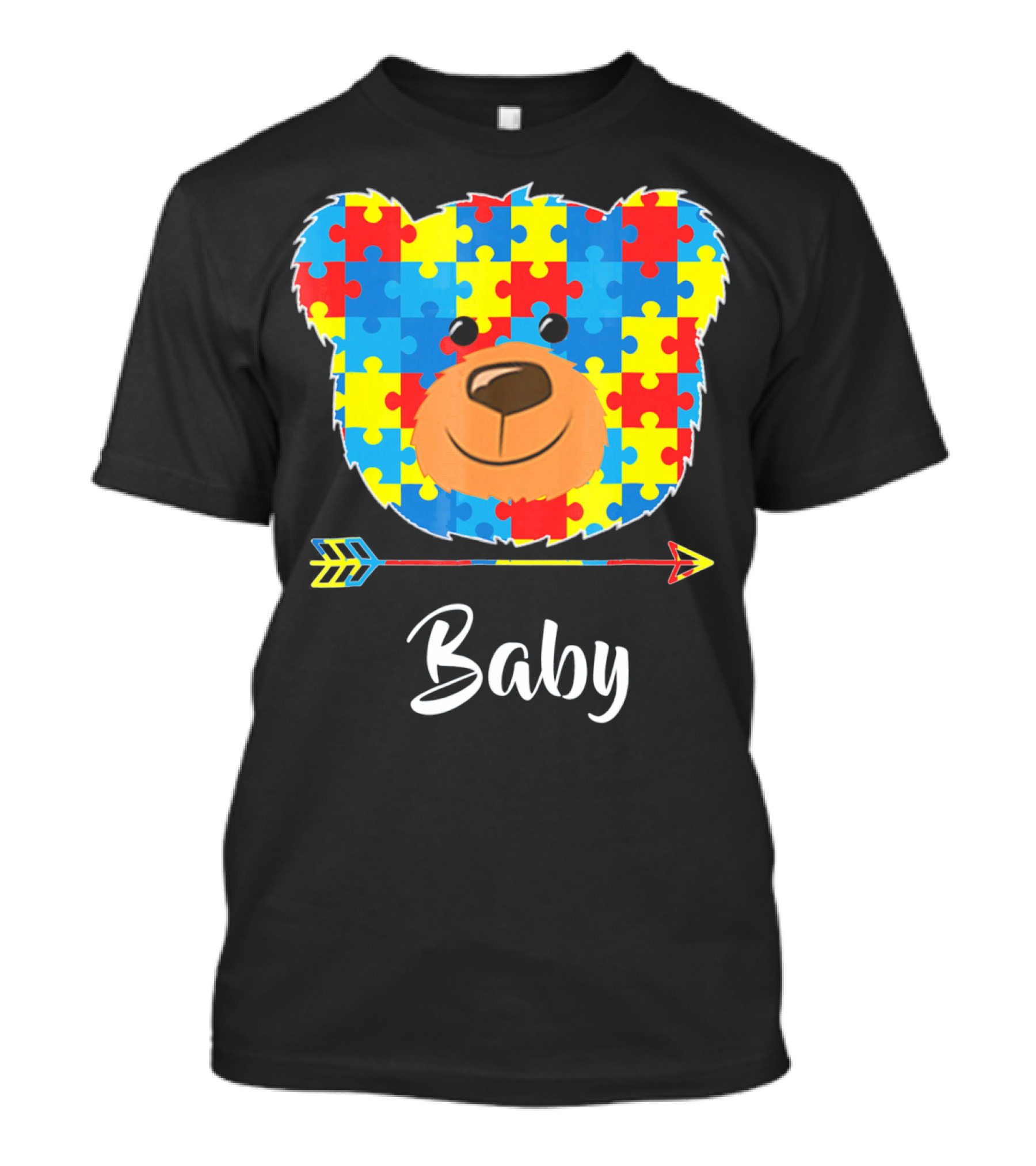 Baby Bear Autism Awareness Puzzle Pattern Cute Face T-Shirt