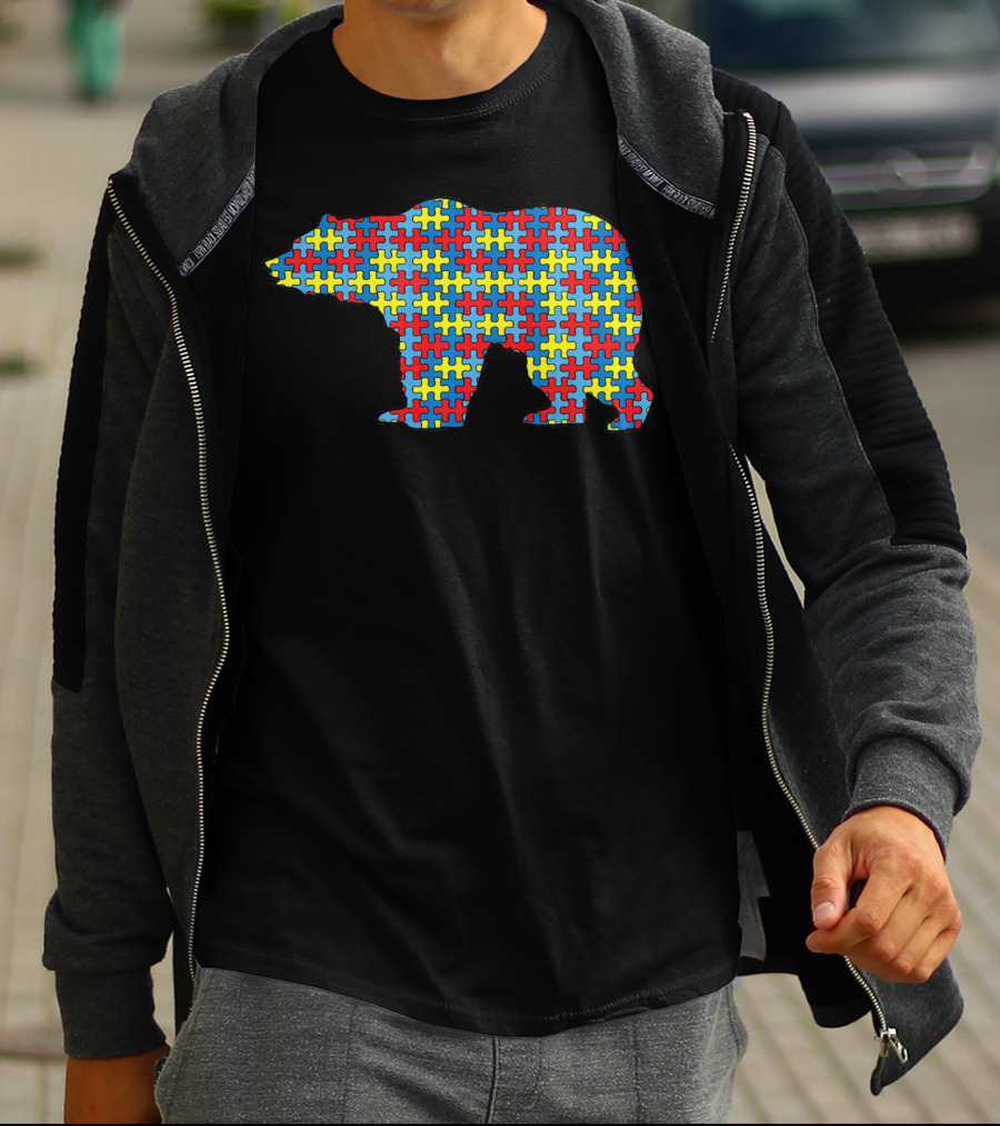 Bear Autism Awareness Kids Puzzle Pattern Mammal Animal T-Shirt