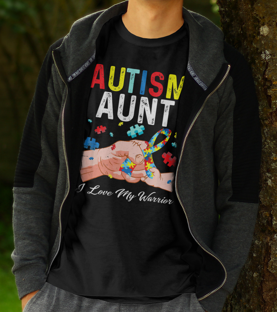 AUTISM AUNT I Love My Warrior Puzzle T-Shirt