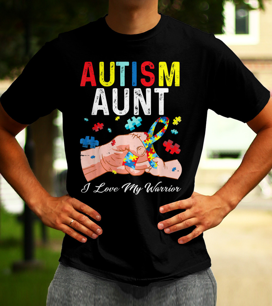 AUTISM AUNT I Love My Warrior Puzzle T-Shirt