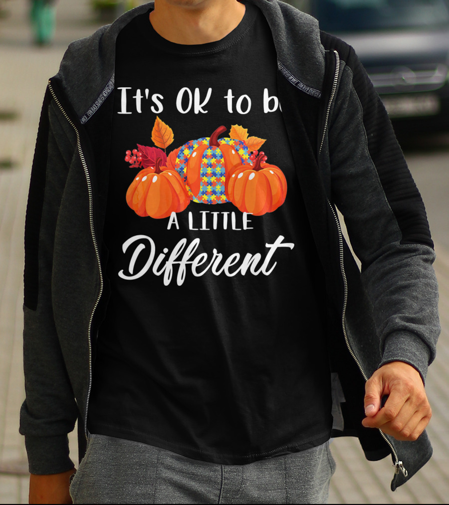 It's OK To Be A Little Different Pumpkin Floral T-Shirt