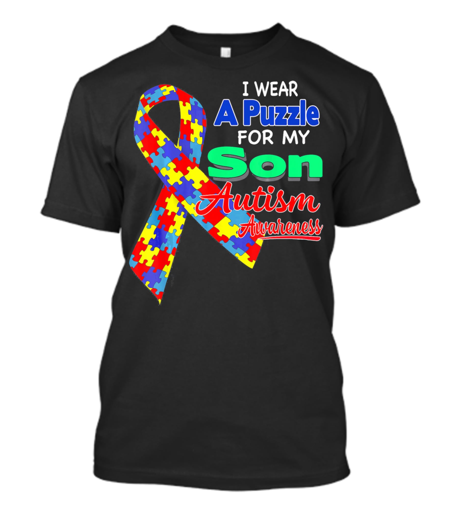 I Wear A Puzzle For My Son Autism Awareness T-Shirt