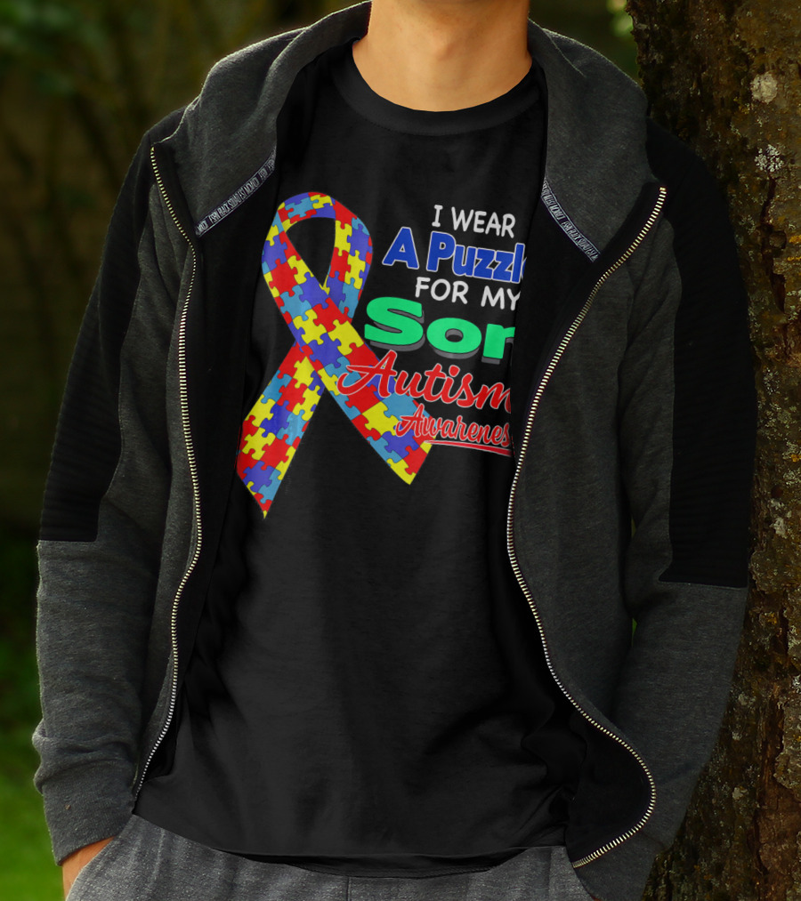 I Wear A Puzzle For My Son Autism Awareness T-Shirt