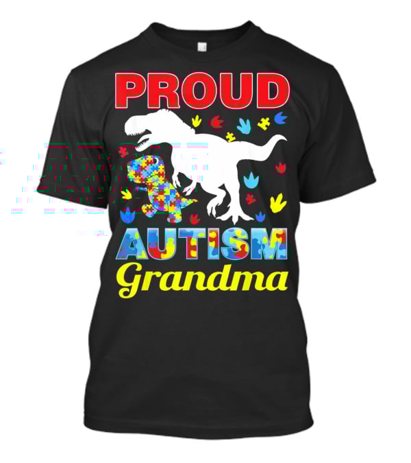 Proud Autism Grandma Dinosaur Puzzle T-Shirt