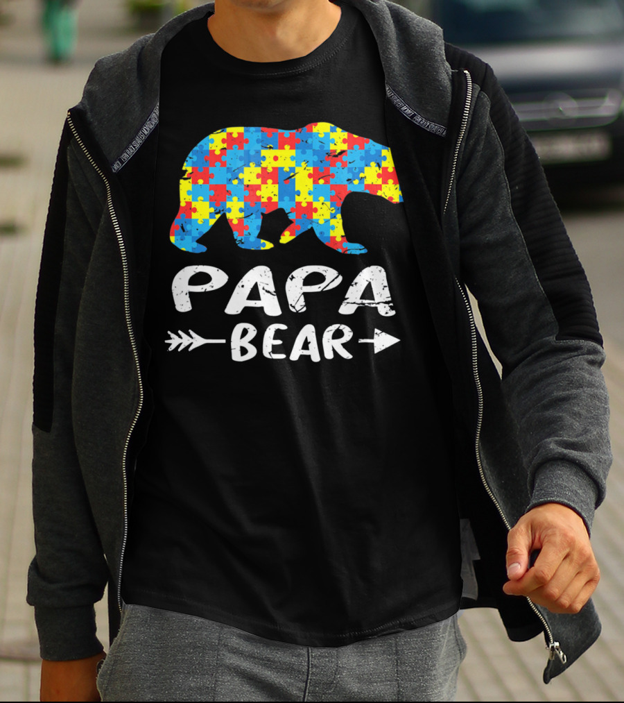Papa Bear Autism Puzzle Spirit T-Shirt