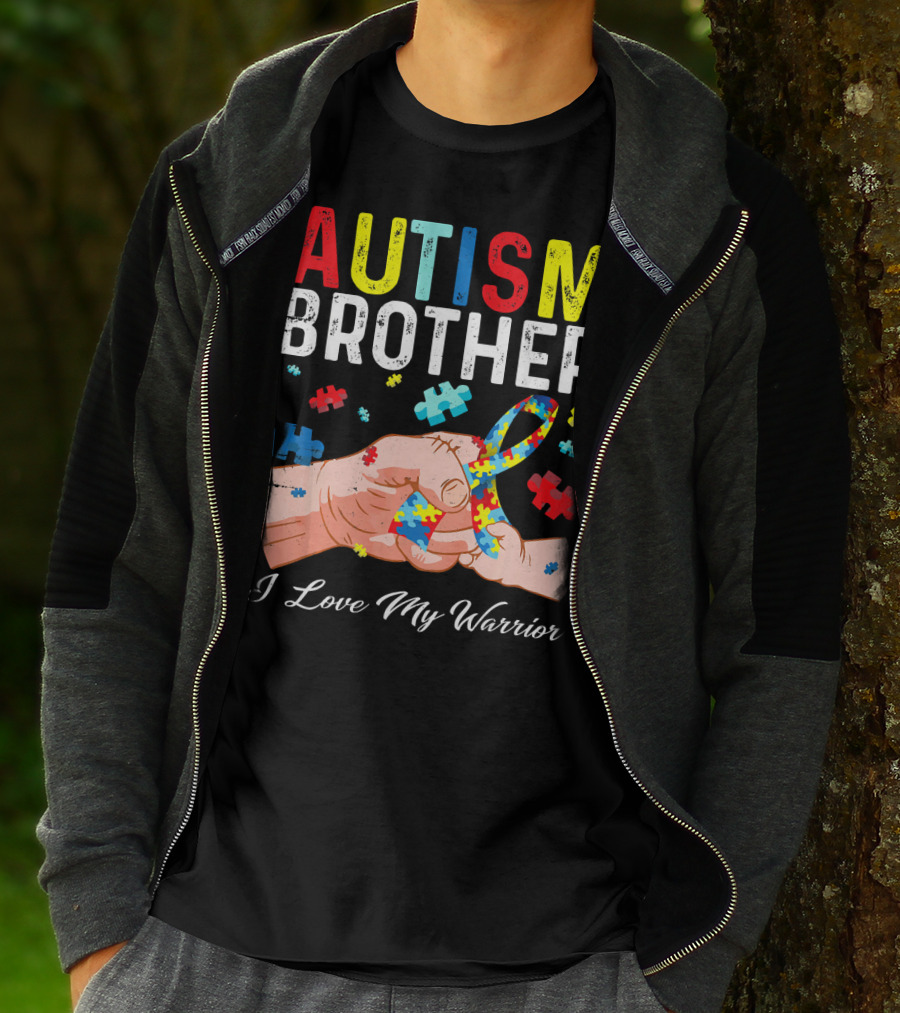 Autism Brother I Love My Warrior Puzzle T-Shirt