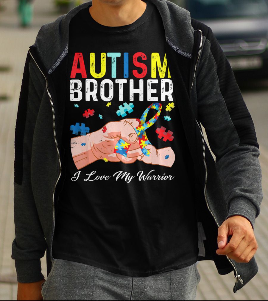 Autism Brother I Love My Warrior Puzzle T-Shirt