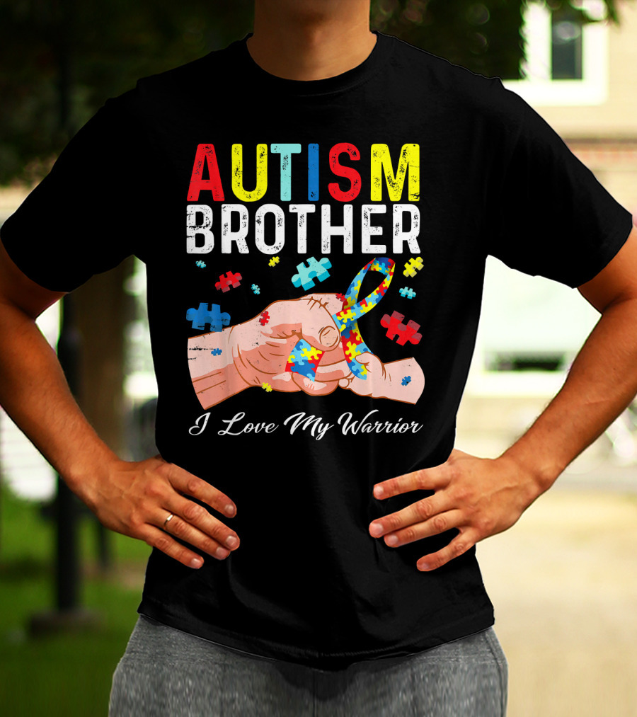 Autism Brother I Love My Warrior Puzzle T-Shirt