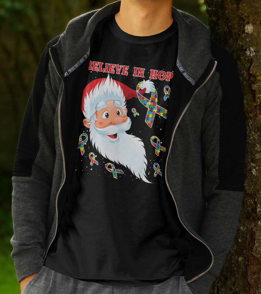Believe In Hope Funny Santa Moon Autism Awareness T-Shirt