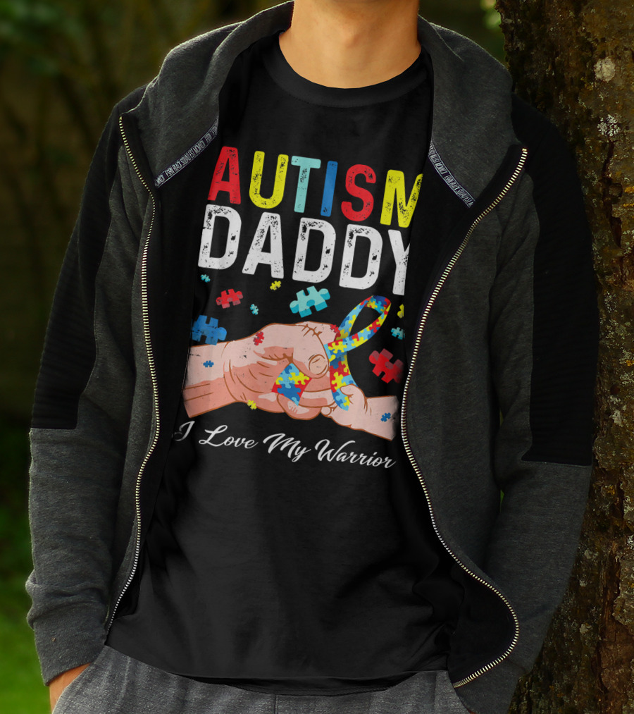 Autism Daddy I Love My Warrior Puzzle T-Shirt