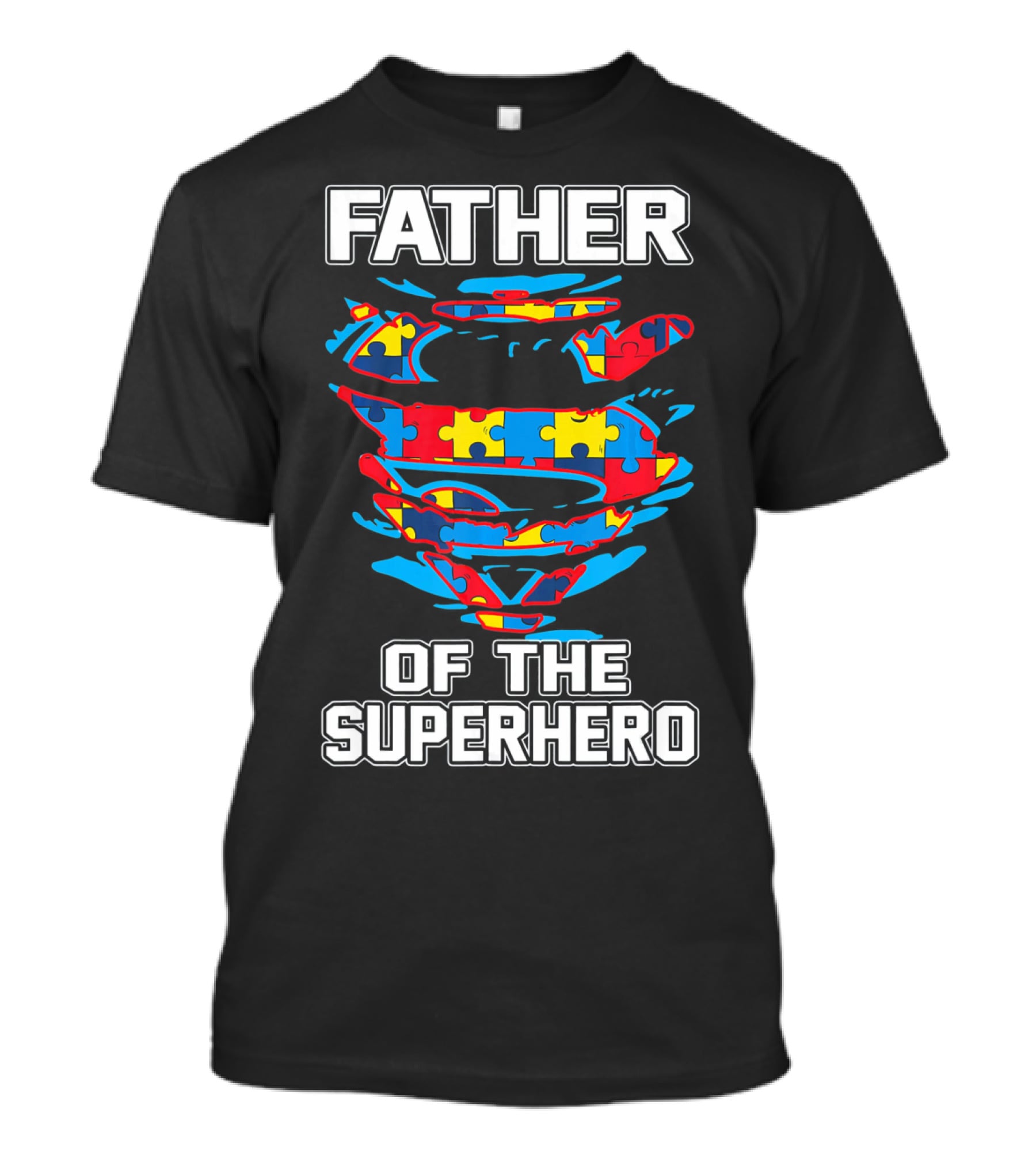 Father Of The Superhero Autism Awareness Puzzle T-Shirt