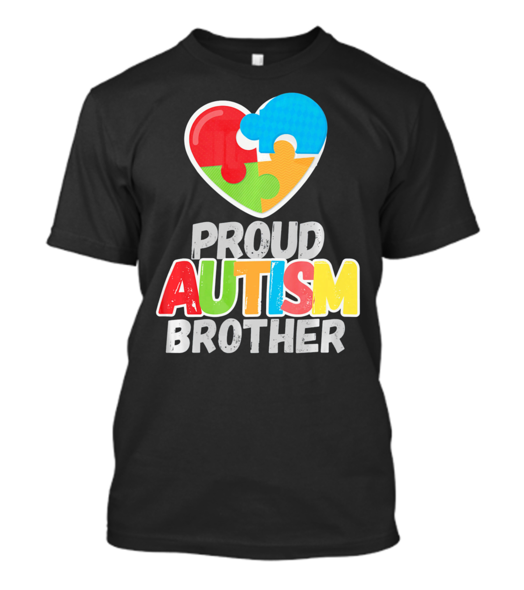 Proud Autism Brother Heart Puzzle Autism Awareness T-Shirt