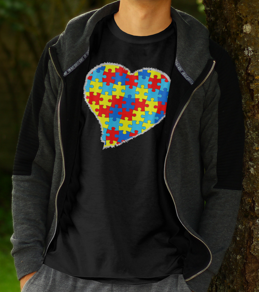 Autism Puzzle Pieces Heart Awareness T-Shirt