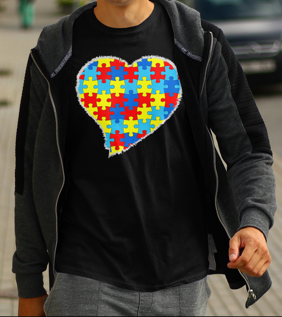 Autism Puzzle Pieces Heart Awareness T-Shirt