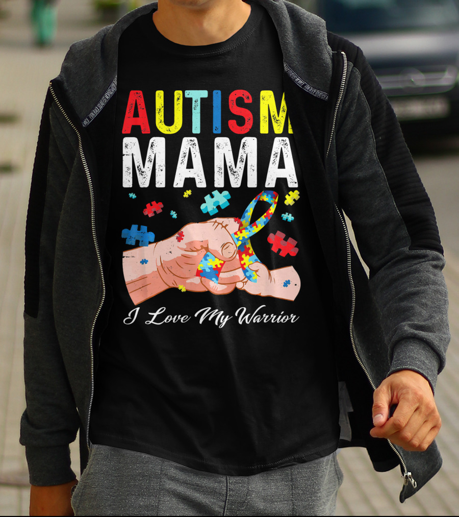 Autism Mama I Love My Warrior Puzzle T-Shirt