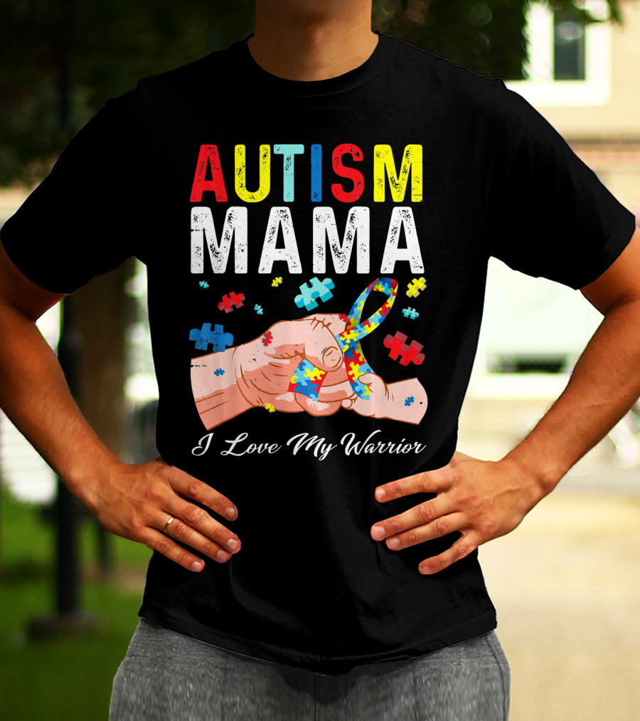 Autism Mama I Love My Warrior Puzzle T-Shirt