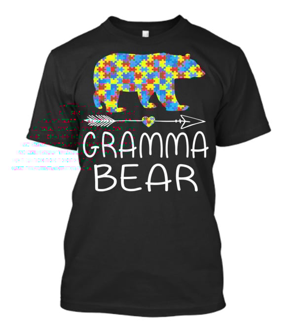 Gramma Bear Autism Awareness Puzzle Bear T-Shirt