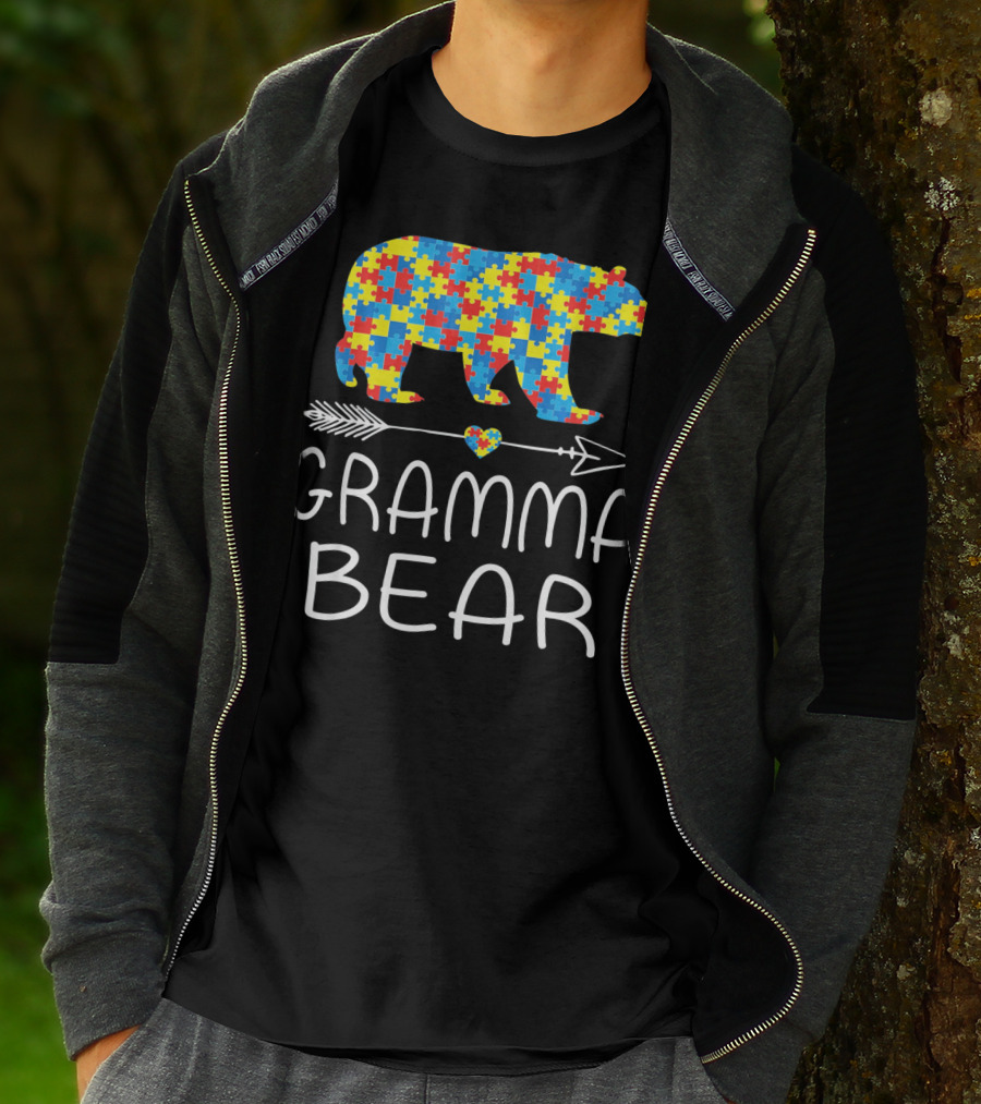 Gramma Bear Autism Awareness Puzzle Bear T-Shirt