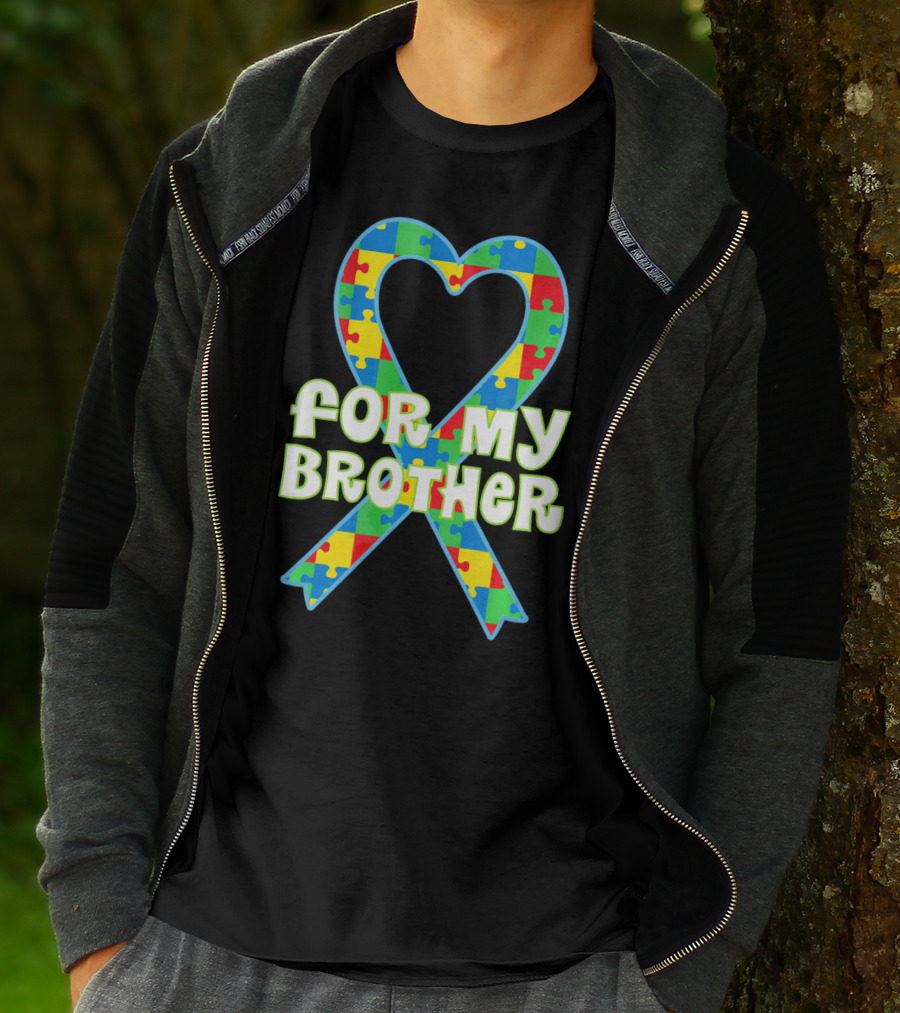 For My Brother Autism Awareness Puzzle T-Shirt