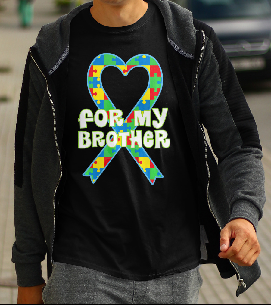 For My Brother Autism Awareness Puzzle T-Shirt