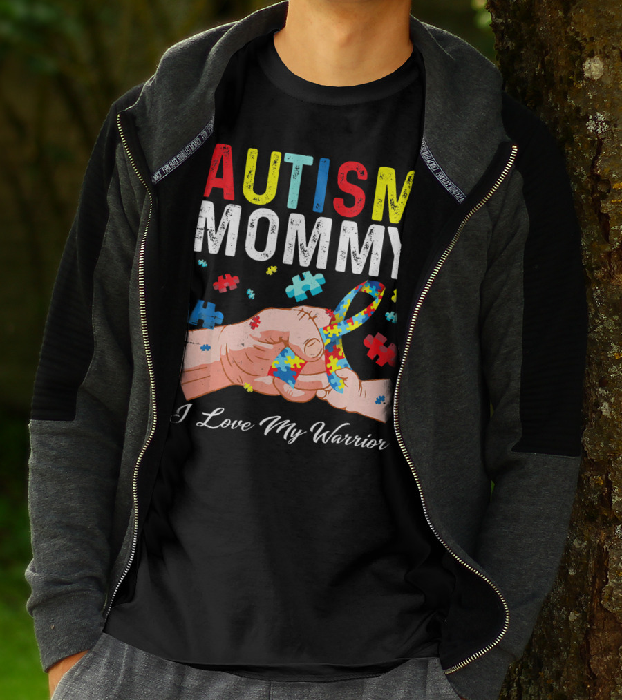 Autism Mommy I Love My Warrior Puzzle T-Shirt