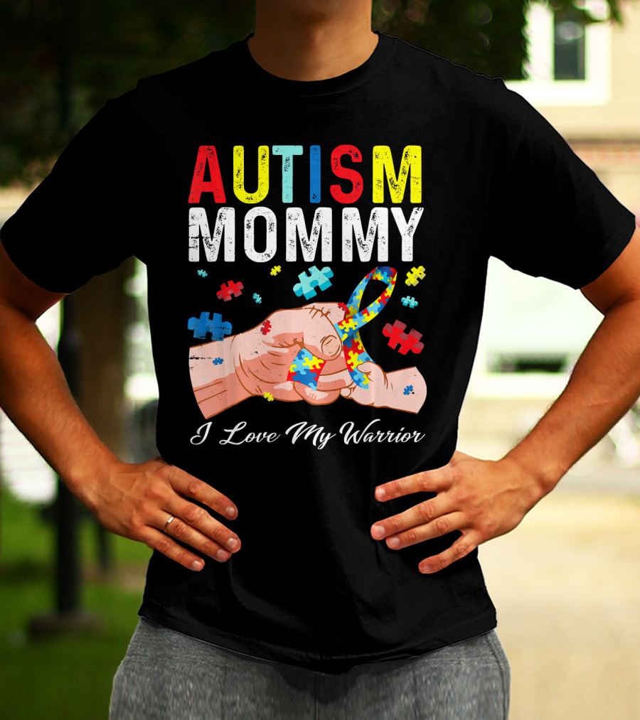 Autism Mommy I Love My Warrior Puzzle T-Shirt