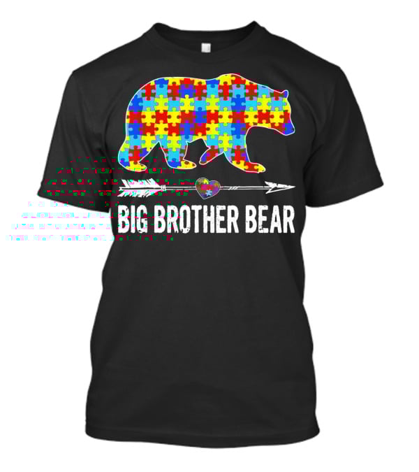 Big Brother Bear Autism Puzzle Heart Awareness T-Shirt