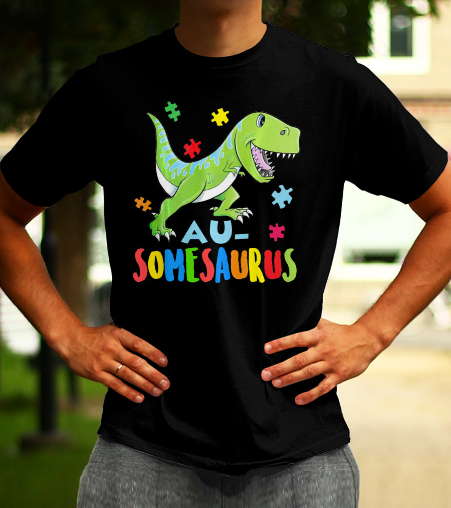 Ausomesaurus Dinosaur Autism Awareness T-Shirt
