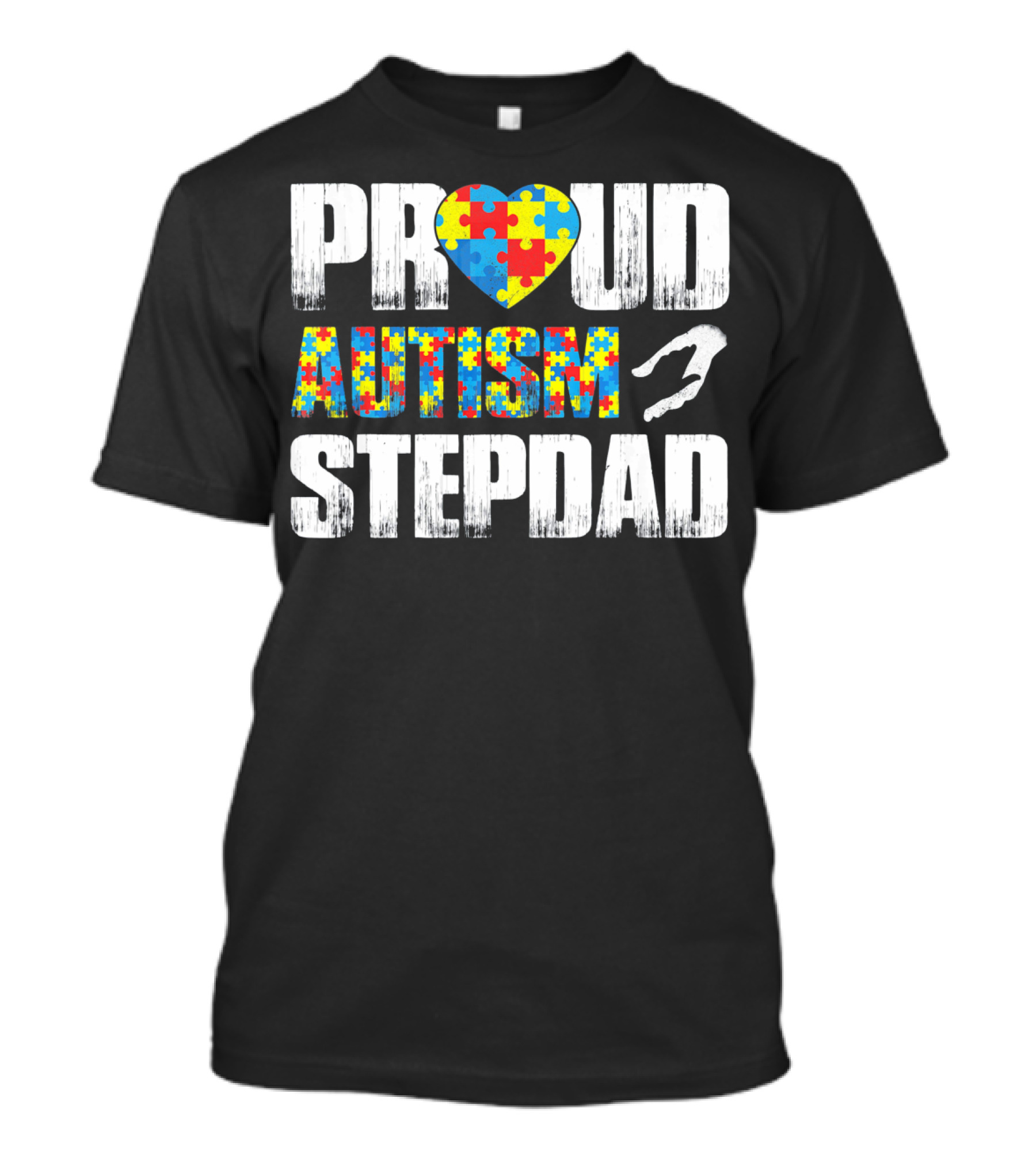 Proud Autism Stepdad Heart Puzzle T-Shirt