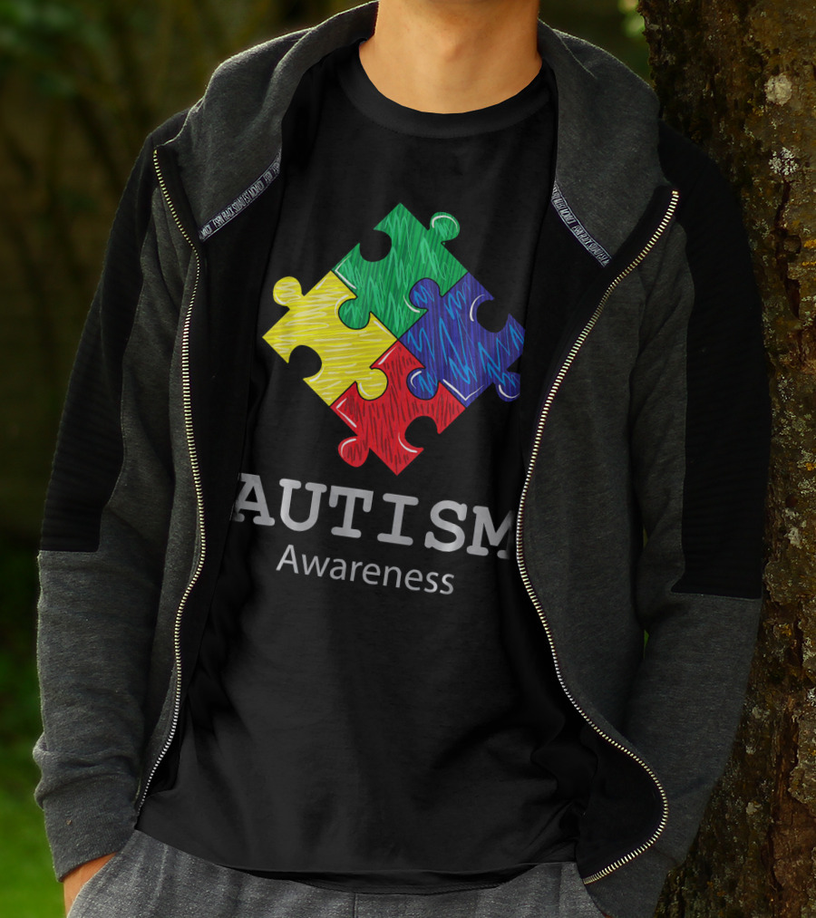 Autism Awareness Colorful Hand Drawn Puzzle Piece T-Shirt
