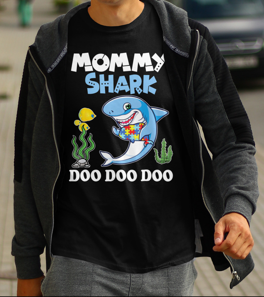 Mommy Shark Doo Doo Doo Puzzle Fish Sea Plants T-Shirt