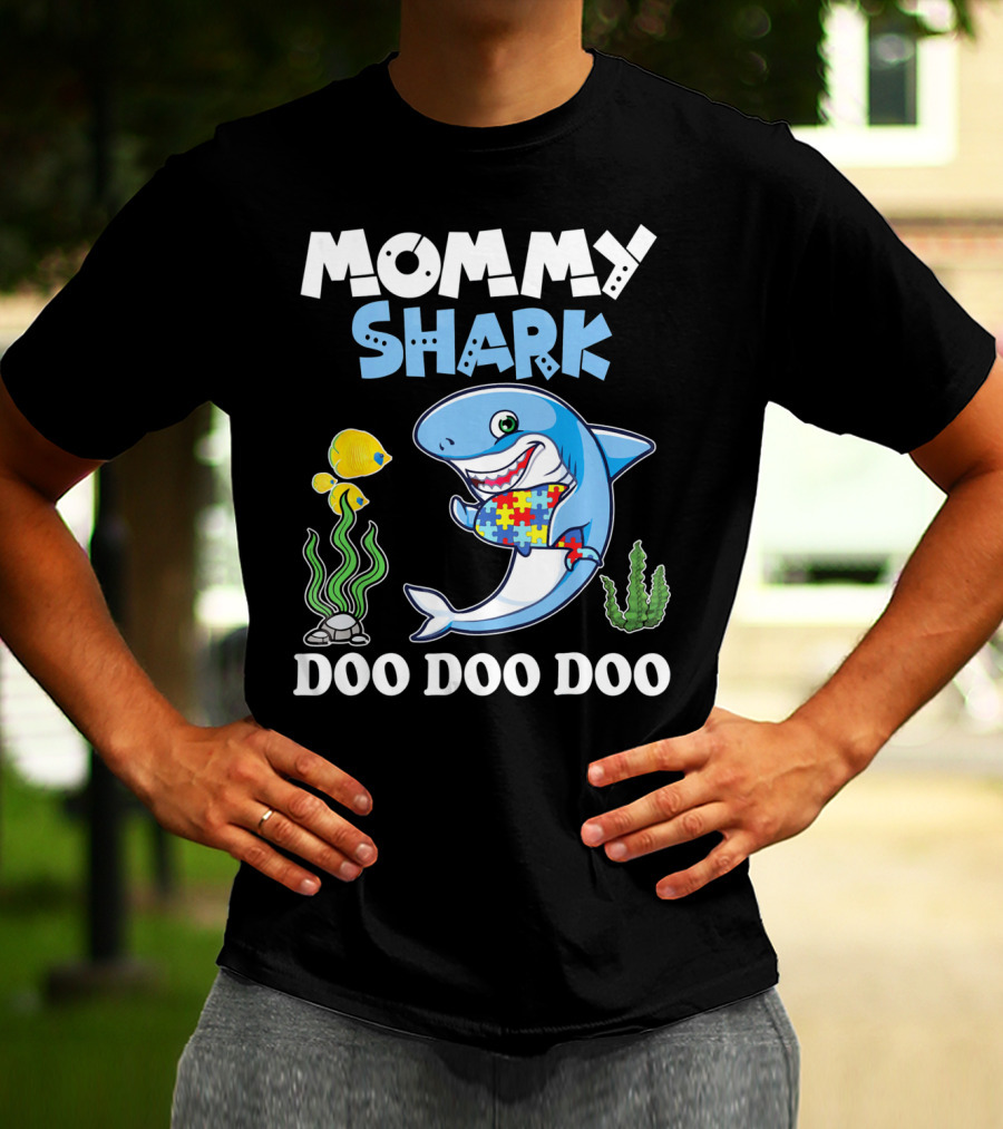 Mommy Shark Doo Doo Doo Puzzle Fish Sea Plants T-Shirt