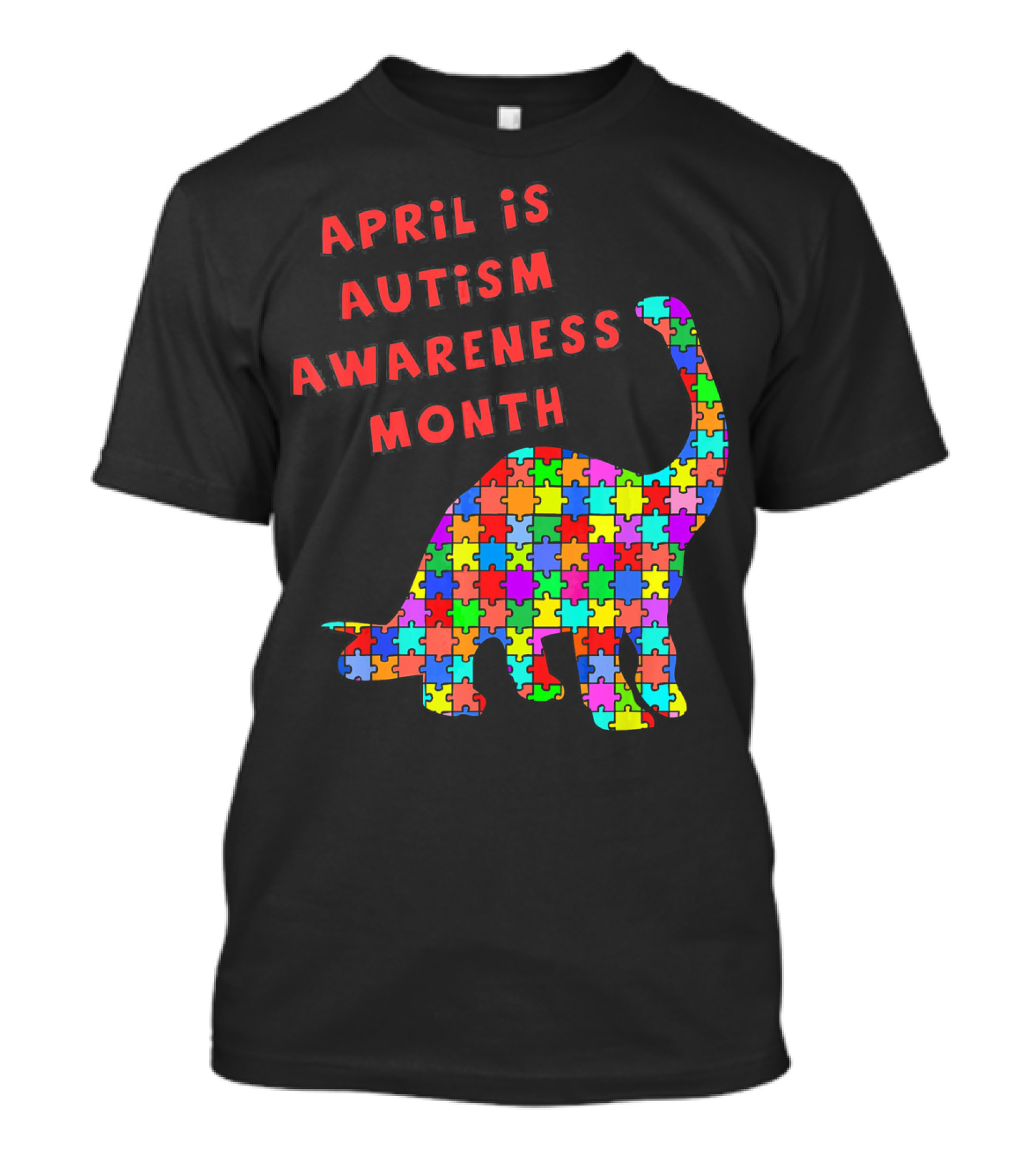 April Is Autism Awareness Month Jigsaw Dinosaur T-Shirt