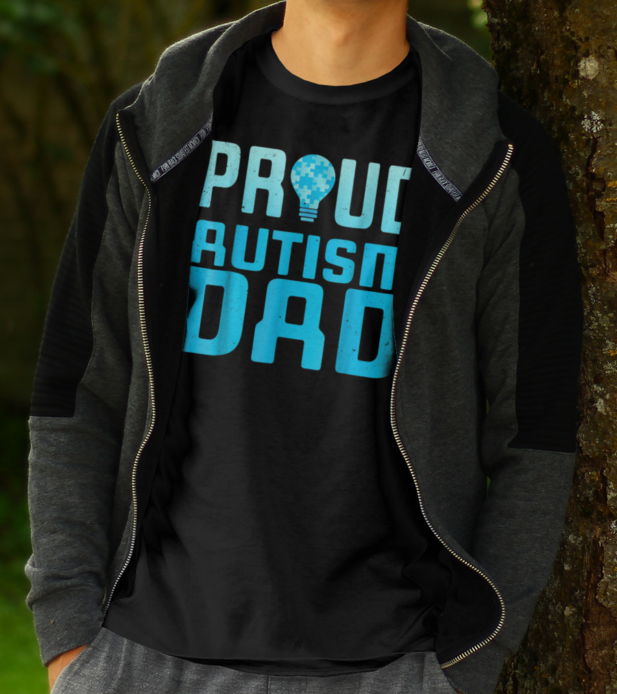 Proud Autism Dad Light Bulb Puzzle T-Shirt