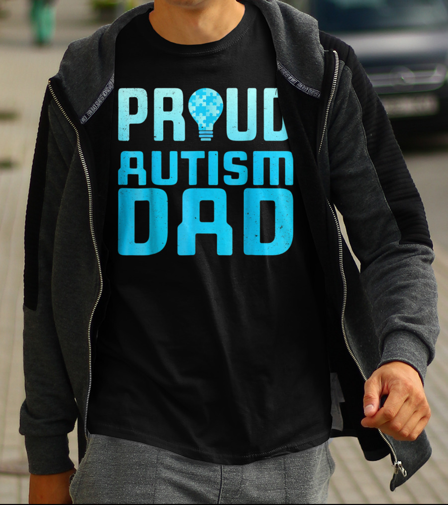 Proud Autism Dad Light Bulb Puzzle T-Shirt