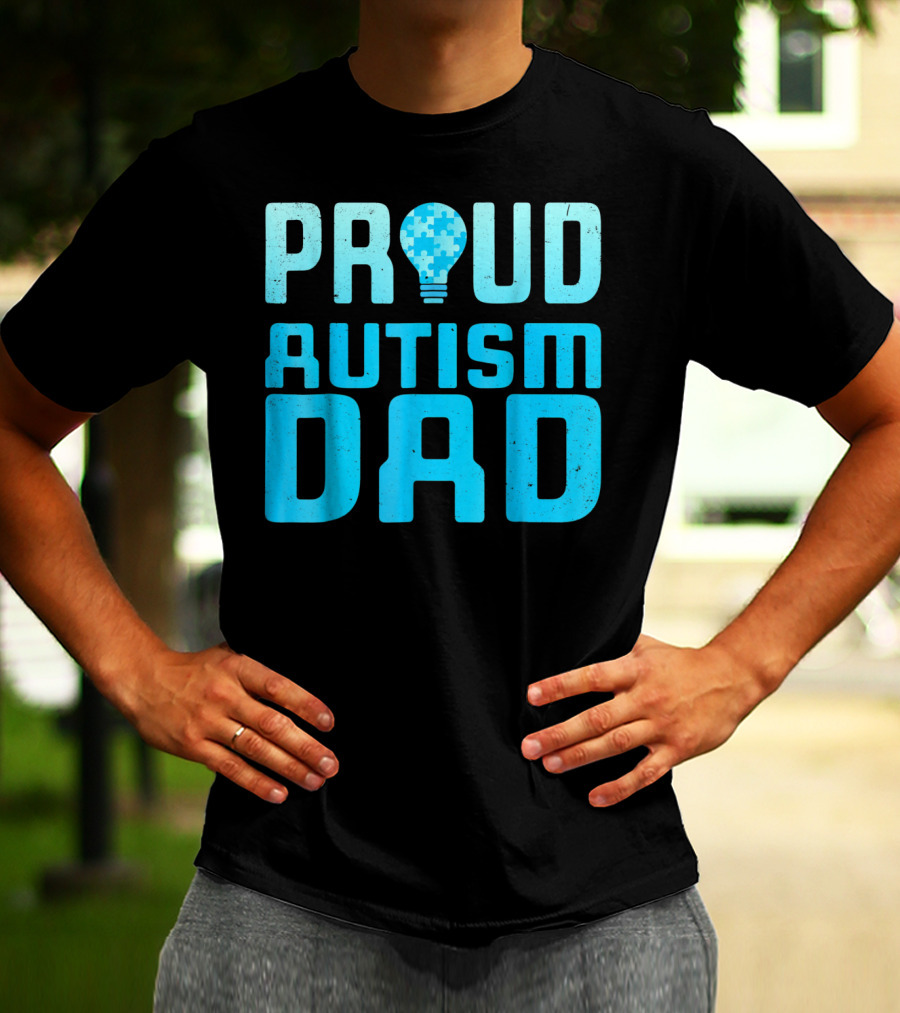Proud Autism Dad Light Bulb Puzzle T-Shirt